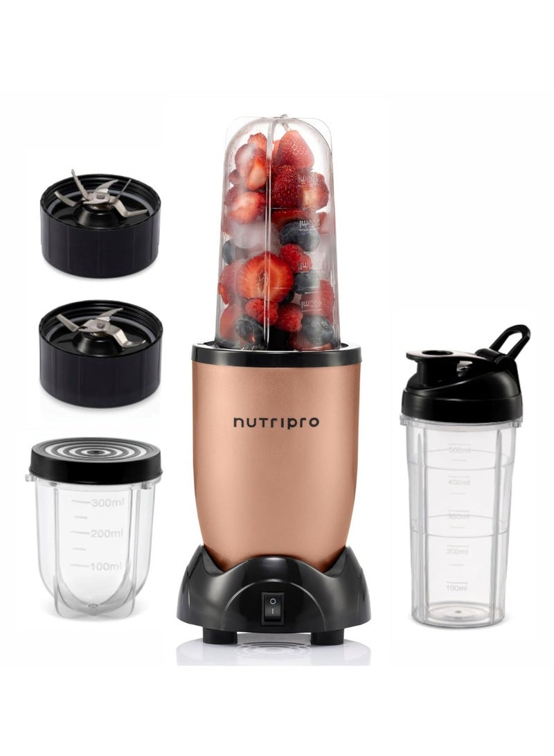 NutriPro Juicer Mixer Grinder - Smoothie Maker - 500 Watts (3 Jars & 2 Blades, Gold) - 1 Year Warranty - Image 1